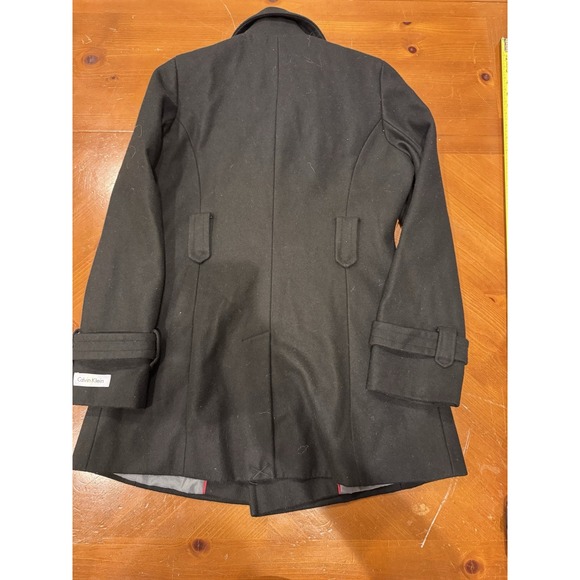 Calvin Klein Women's Wool Coat Size 4 Black Double Breasted Jacket - Picture 7 of 8